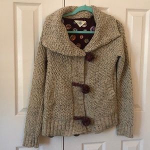 HWR cable knit cardigan with Pom buttons- M